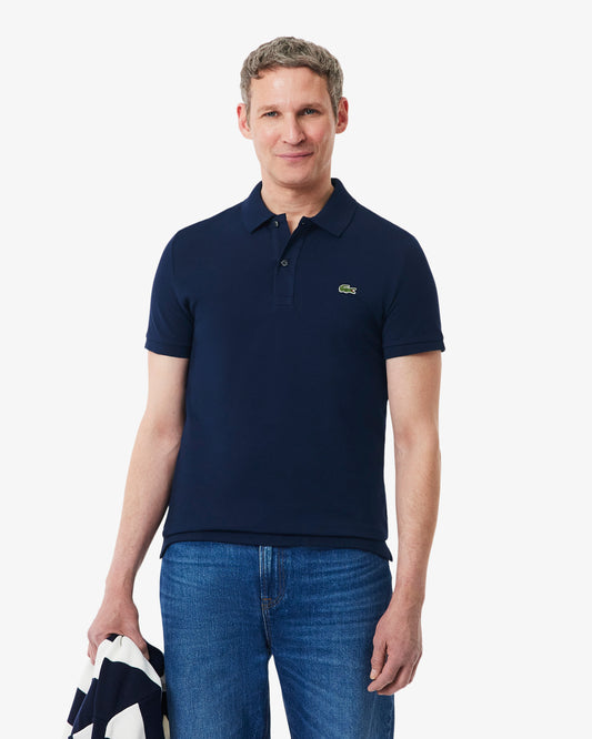 Lacoste Mens Original L.12.12 Slim Fit Petit Piqué Cotton Polo Shirt - Navy Blue 166