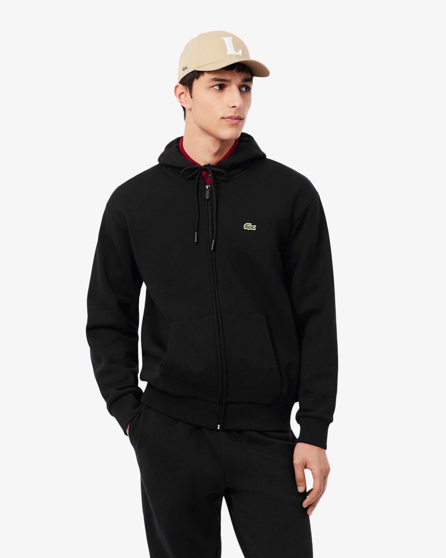 Lacoste Fleece Full-Zip Mens Classic Fit Hoodie - Black 031