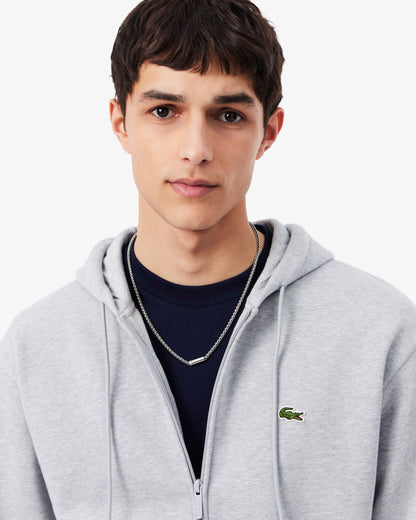 Lacoste Fleece Full-Zip Mens Classic Fit Hoodie - Silver Chine CCA