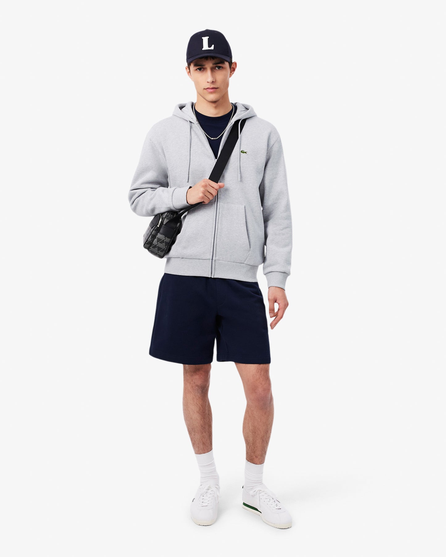 Lacoste Fleece Full-Zip Mens Classic Fit Hoodie - Silver Chine CCA