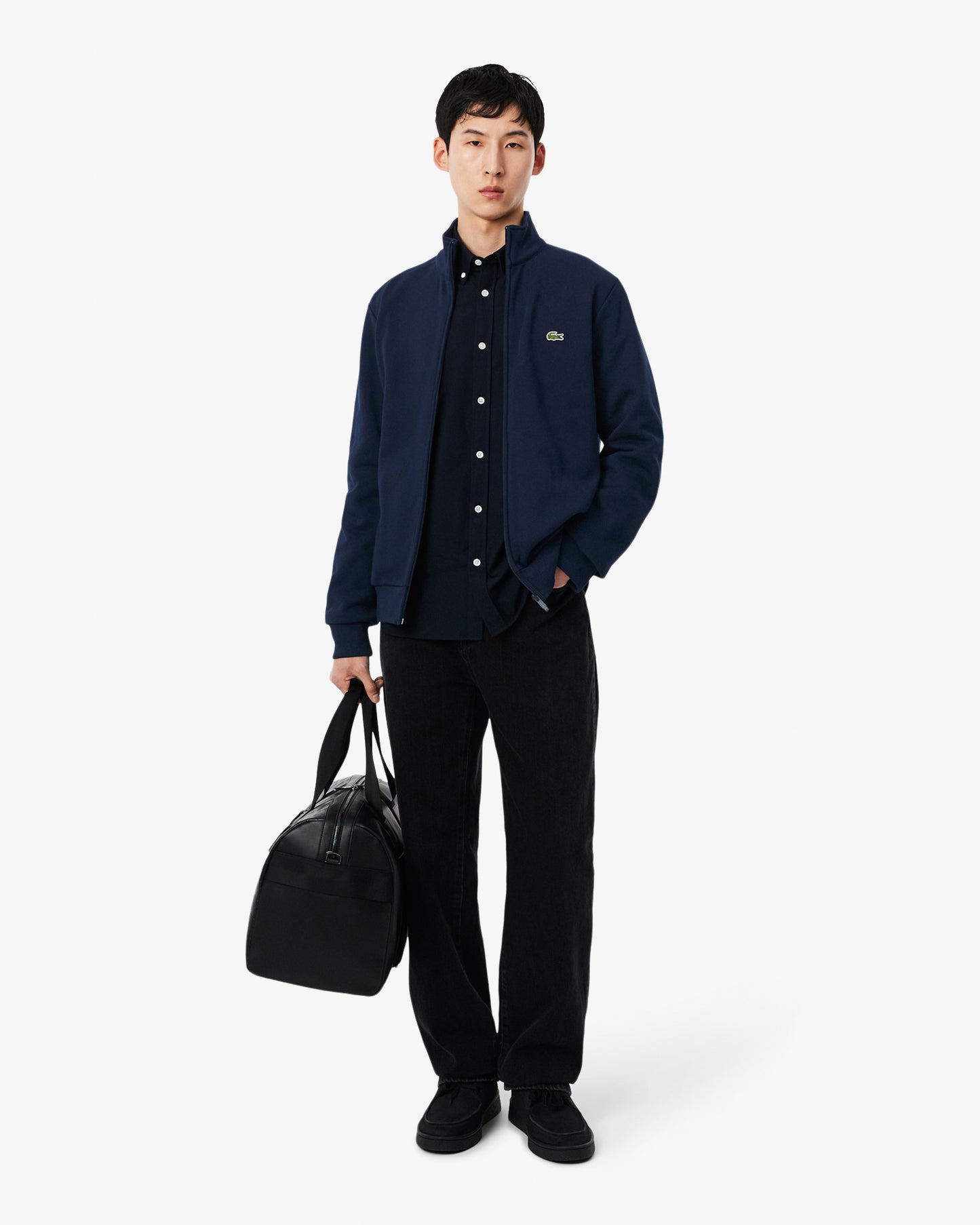 Lacoste Half Zip Mens Fleece Sweatshirt - Navy Blue 166
