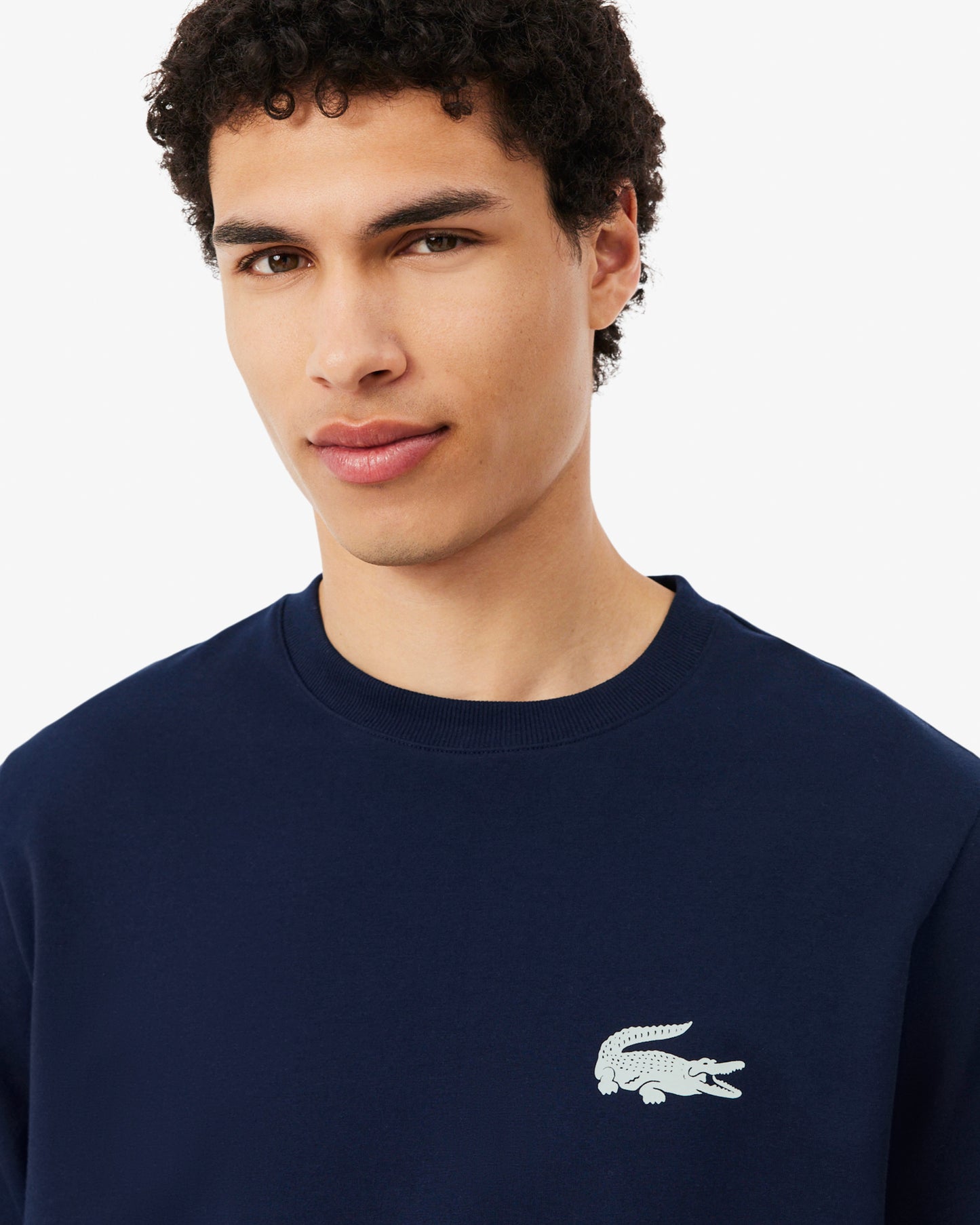 Lacoste Fleece Mens Lounge Hoodie - Navy Blue/White 525