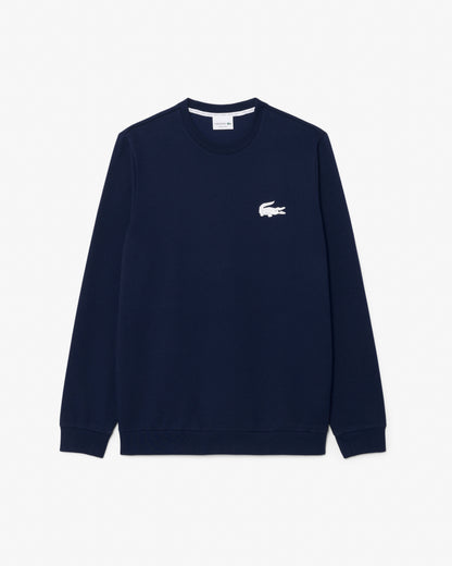 Lacoste Fleece Mens Lounge Hoodie - Navy Blue/White 525
