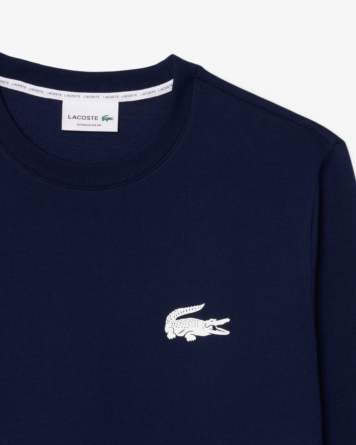 Lacoste Fleece Mens Lounge Hoodie - Navy Blue/White 525