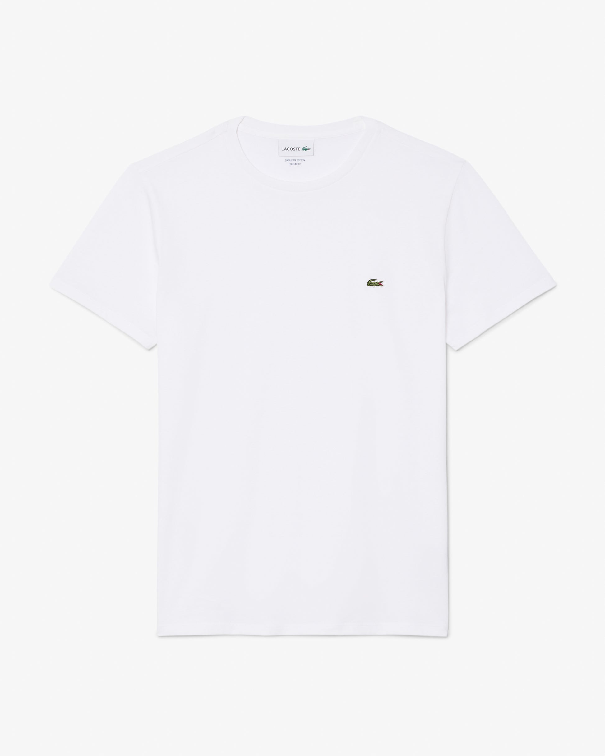 Lacoste Mens Crew Neck Pima Cotton Jersey T - Shirt - White 001 | CHO | Designer Mens Short Sleeve T - Shirts & Tops