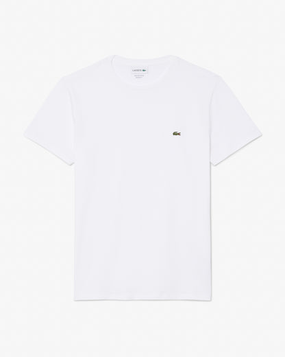 Lacoste Mens Crew Neck Pima Cotton Jersey T - Shirt - White 001 | CHO | Designer Mens Short Sleeve T - Shirts & Tops