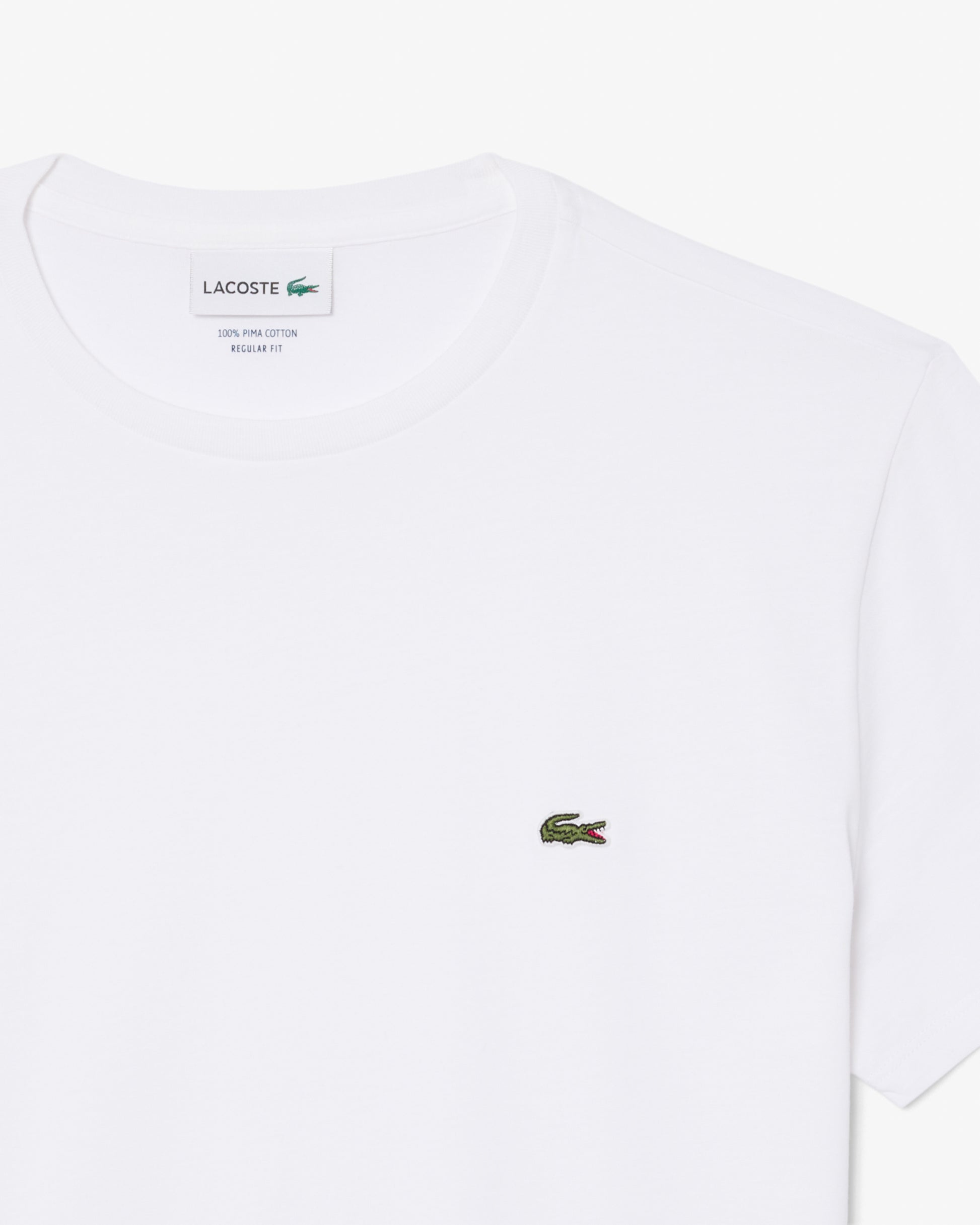 Lacoste Mens Crew Neck Pima Cotton Jersey T - Shirt - White 001 | CHO | Designer Mens Short Sleeve T - Shirts & Tops