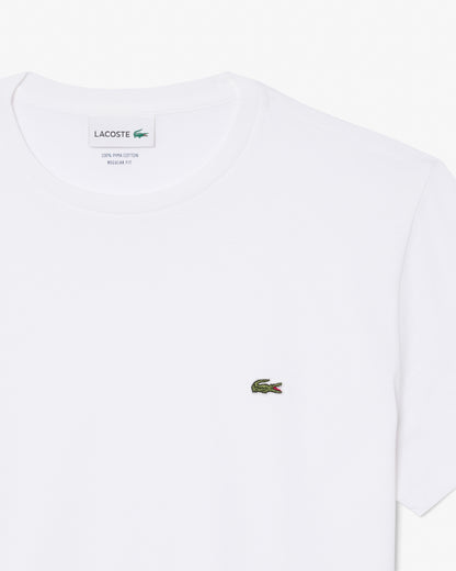 Lacoste Mens Crew Neck Pima Cotton Jersey T - Shirt - White 001 | CHO | Designer Mens Short Sleeve T - Shirts & Tops