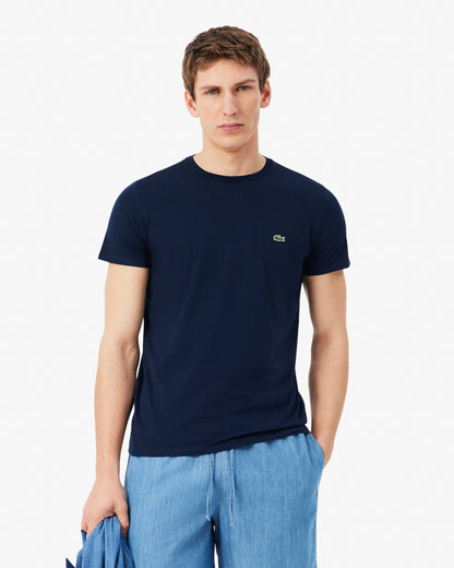 Lacoste Mens Crew Neck Pima Cotton Jersey T - Shirt - Navy Blue 166 | CHO | Designer Mens Short Sleeve T - Shirts & Tops