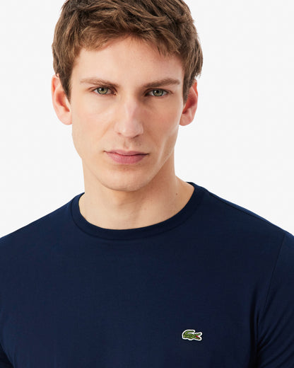 Lacoste Mens Crew Neck Pima Cotton Jersey T - Shirt - Navy Blue 166 | CHO | Designer Mens Short Sleeve T - Shirts & Tops