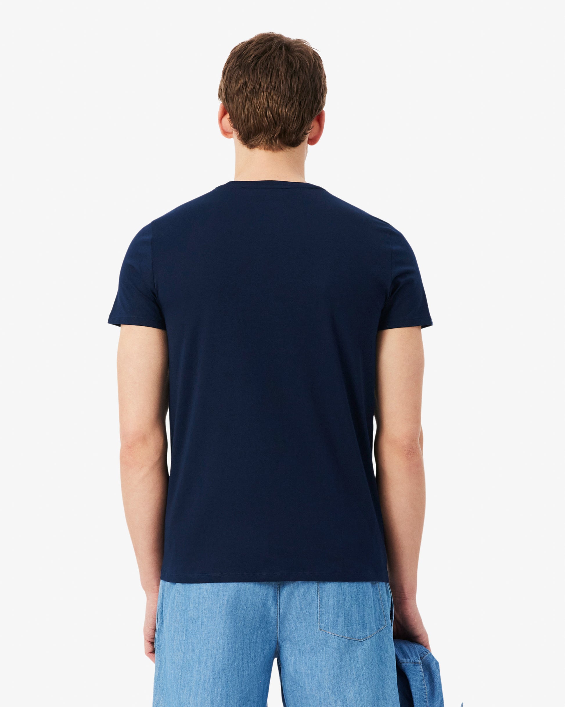 Lacoste Mens Crew Neck Pima Cotton Jersey T - Shirt - Navy Blue 166 | CHO | Designer Mens Short Sleeve T - Shirts & Tops
