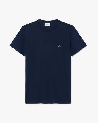 Lacoste Mens Crew Neck Pima Cotton Jersey T - Shirt - Navy Blue 166 | CHO | Designer Mens Short Sleeve T - Shirts & Tops