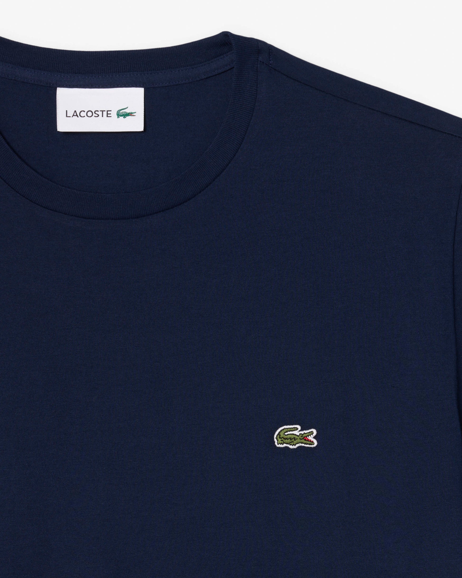 Lacoste Mens Crew Neck Pima Cotton Jersey T - Shirt - Navy Blue 166 | CHO | Designer Mens Short Sleeve T - Shirts & Tops