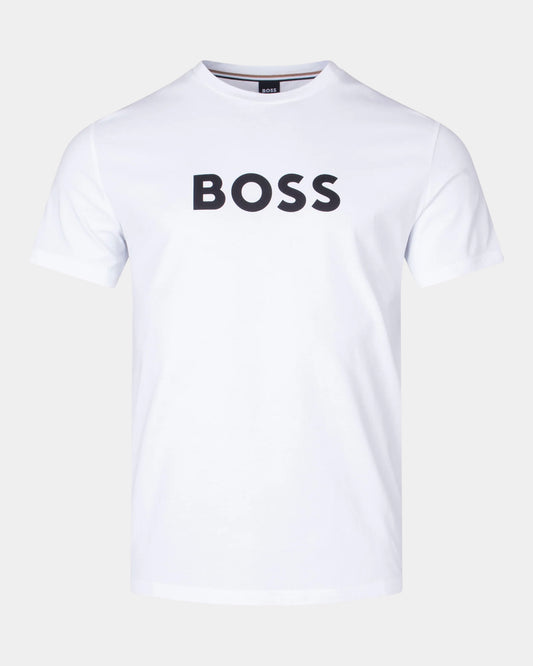 BOSS Orange RN Mens Relaxed Fit T-Shirt With Contrast Logo - White 100