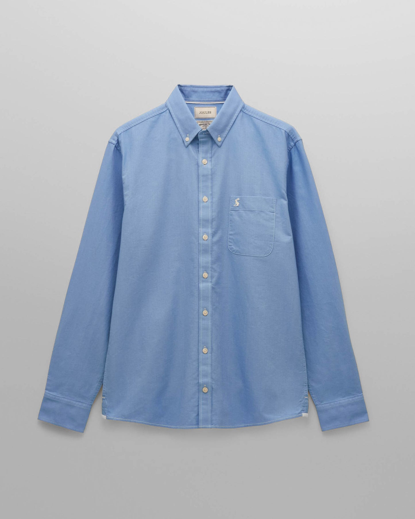 Joules Mens Classic Fit Plain Oxford Shirt - Blue | CHO | Designer Mens Long Sleeve Shirts