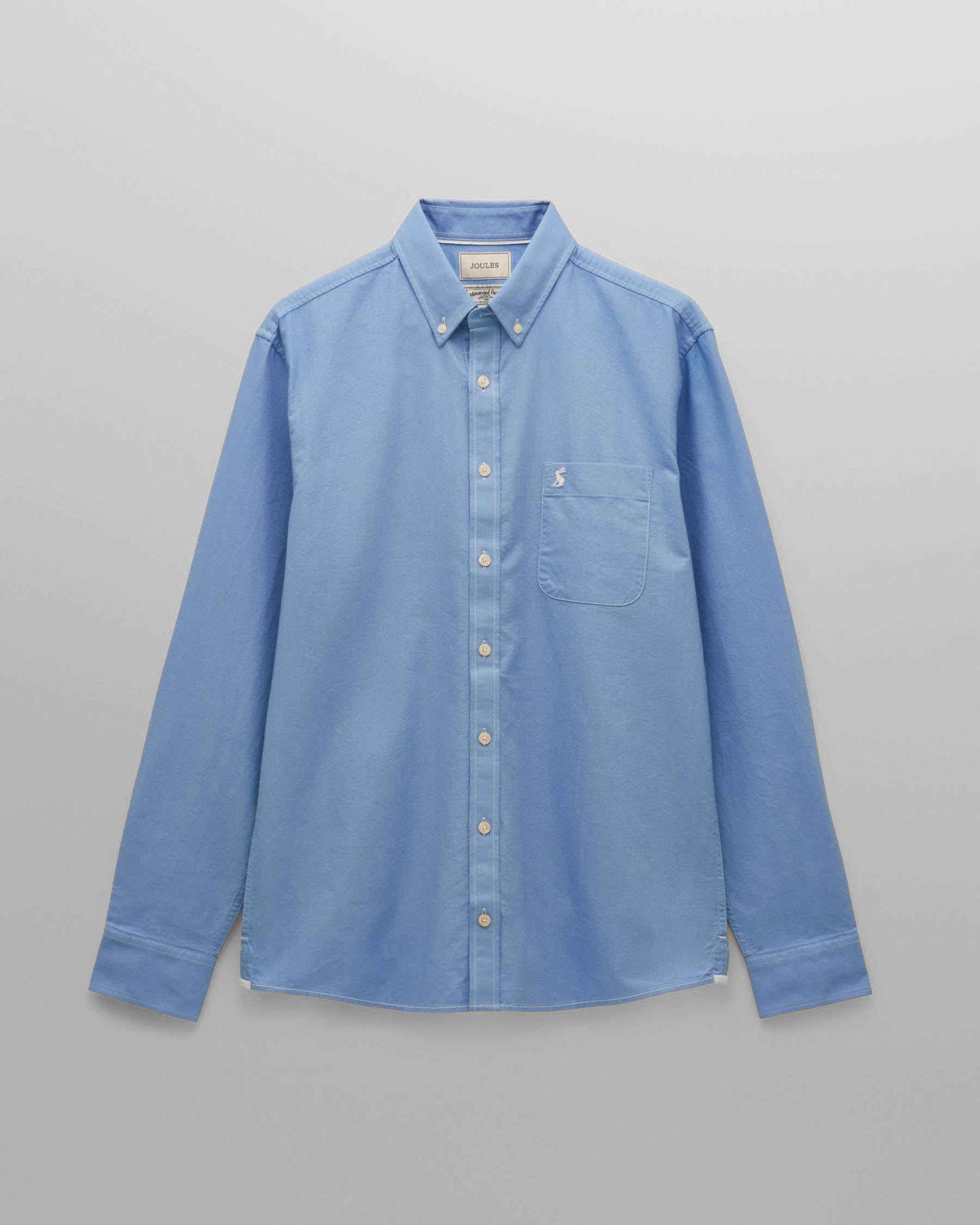Joules Mens Classic Fit Plain Oxford Shirt - Blue | CHO | Designer Mens Long Sleeve Shirts