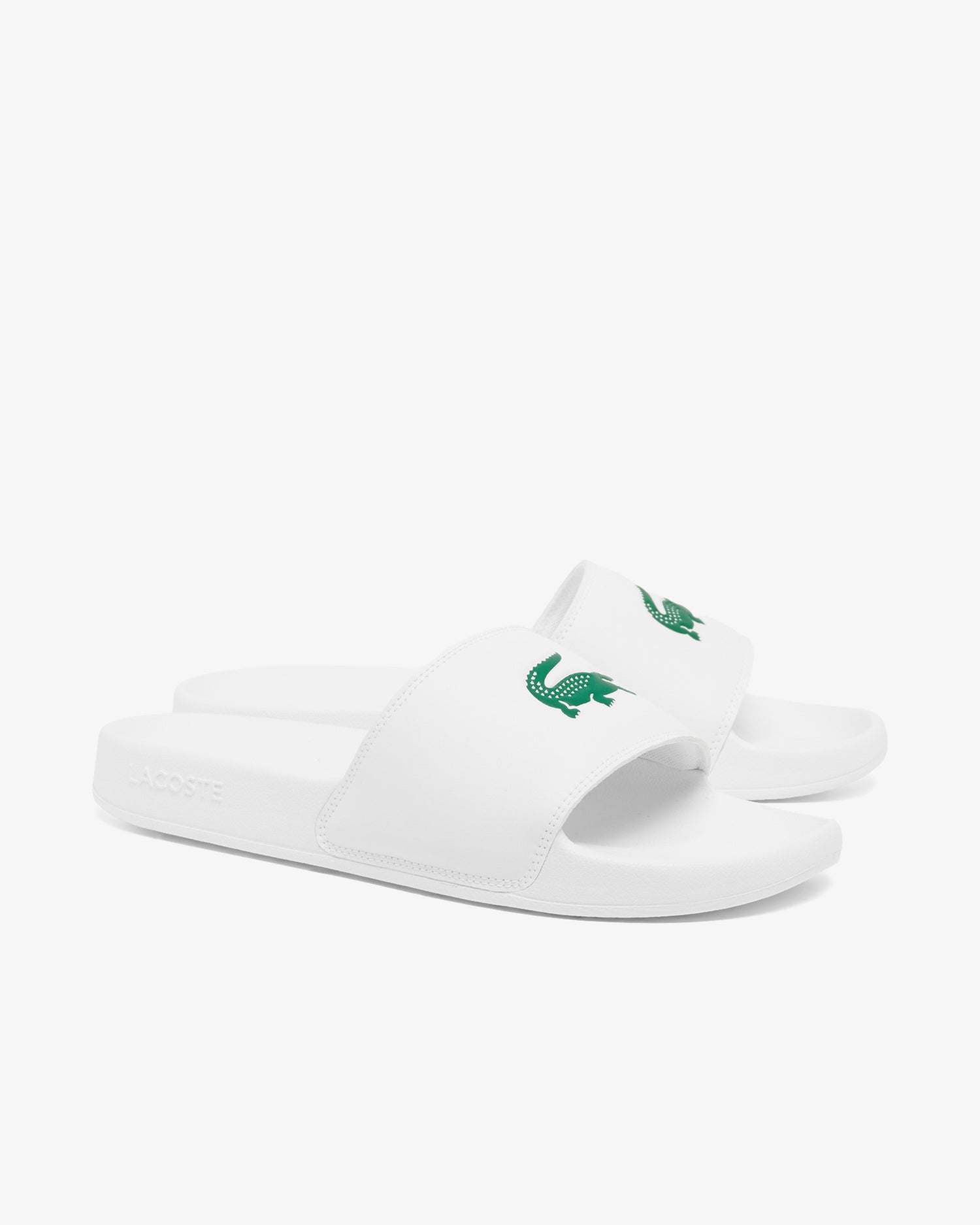 Lacoste Mens Serve Sliders - White/Green 082 | CHO | Designer Mens Sandals