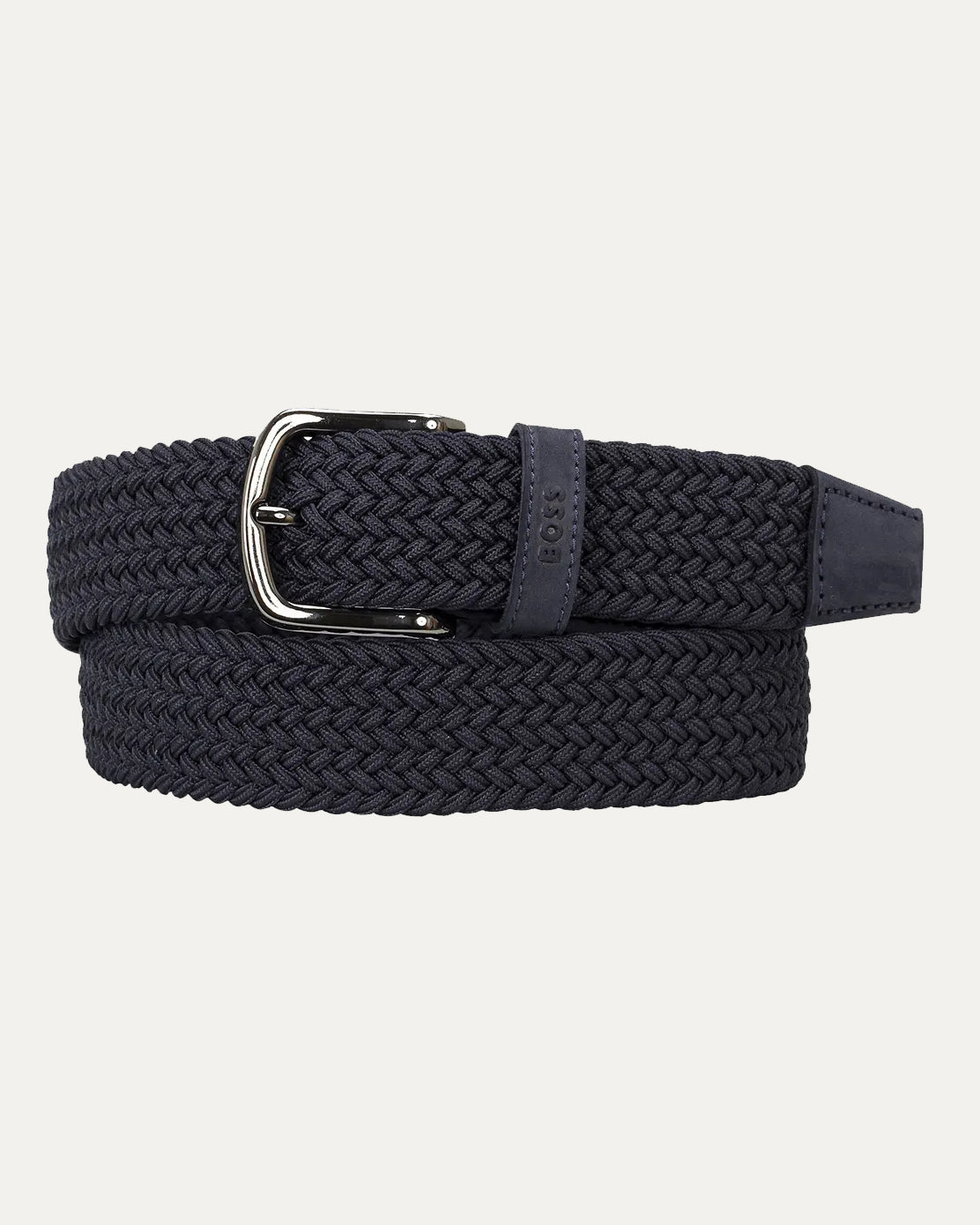 BOSS Orange Woven belt with leather trims - Dark Blue 401