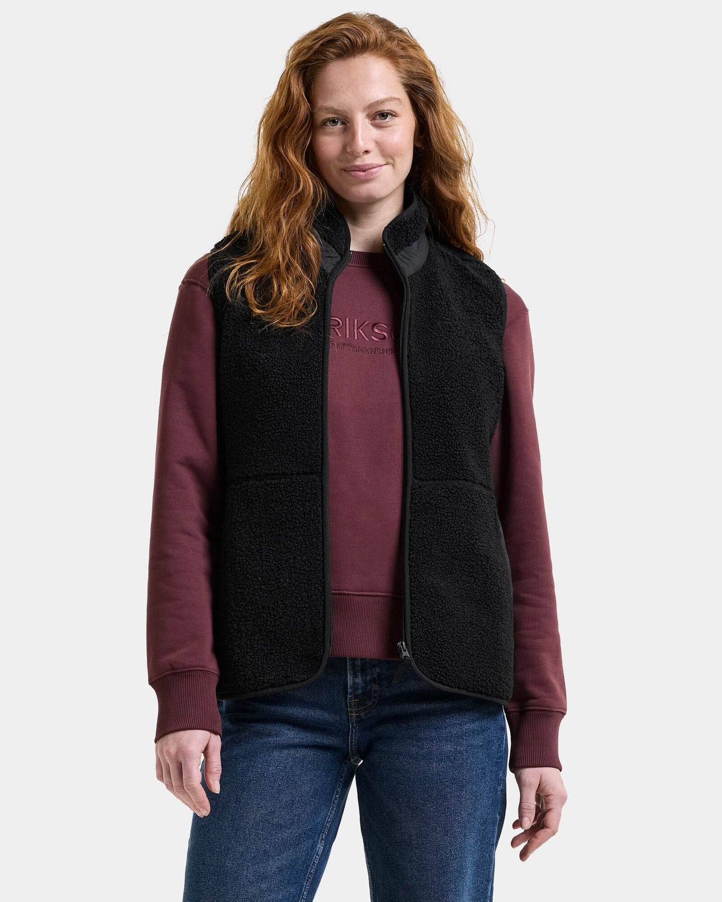 Didriksons Womens Siv Fleece Gilet - Black 060 front
