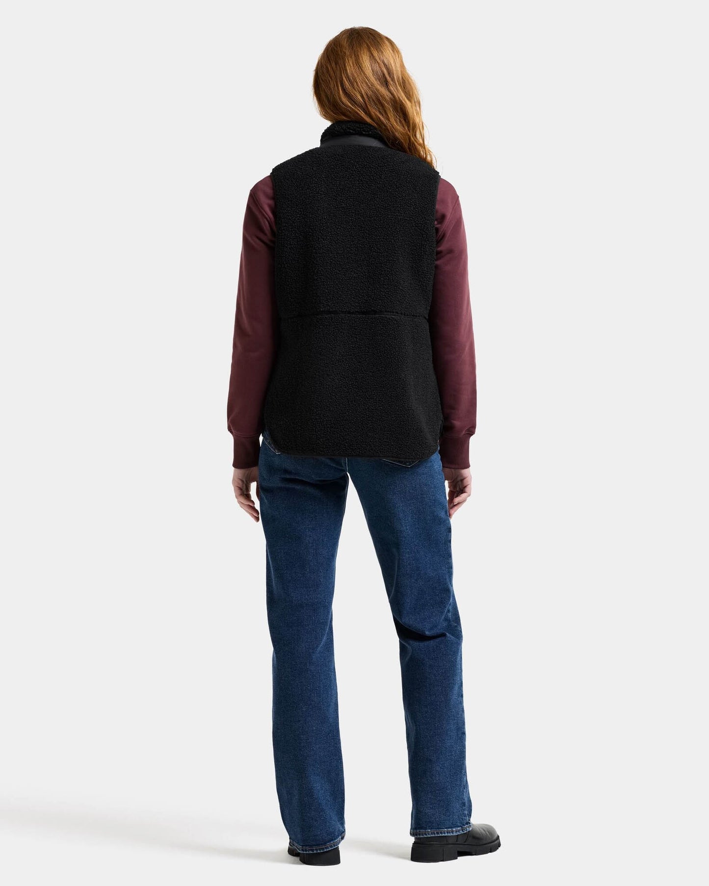 Didriksons Womens Siv Fleece Gilet - Black 060 full length, back
