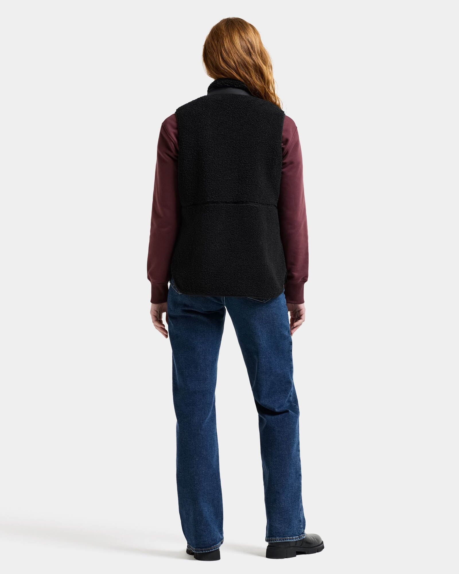 Didriksons Womens Siv Fleece Gilet - Black 060 full length, back