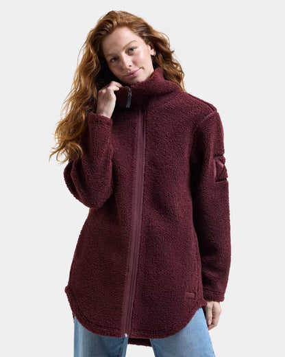 Didriksons Womens Umi Full Zip Fleece 4 - Old rust 147 front