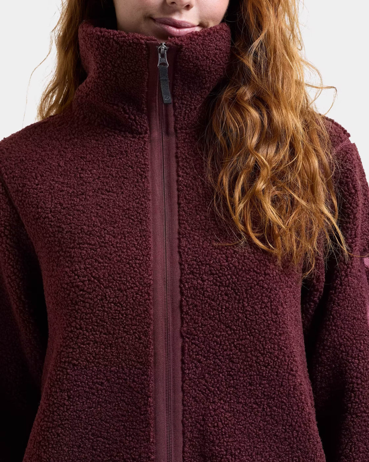 Didriksons Womens Umi Full Zip Fleece 4 - Old rust 147 collar detail