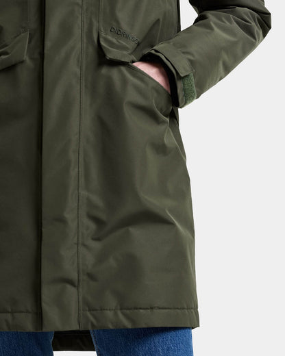 Didriksons Unisex Kenny Parka 9 - Deep Green 300 pocket, cuff and hem detail