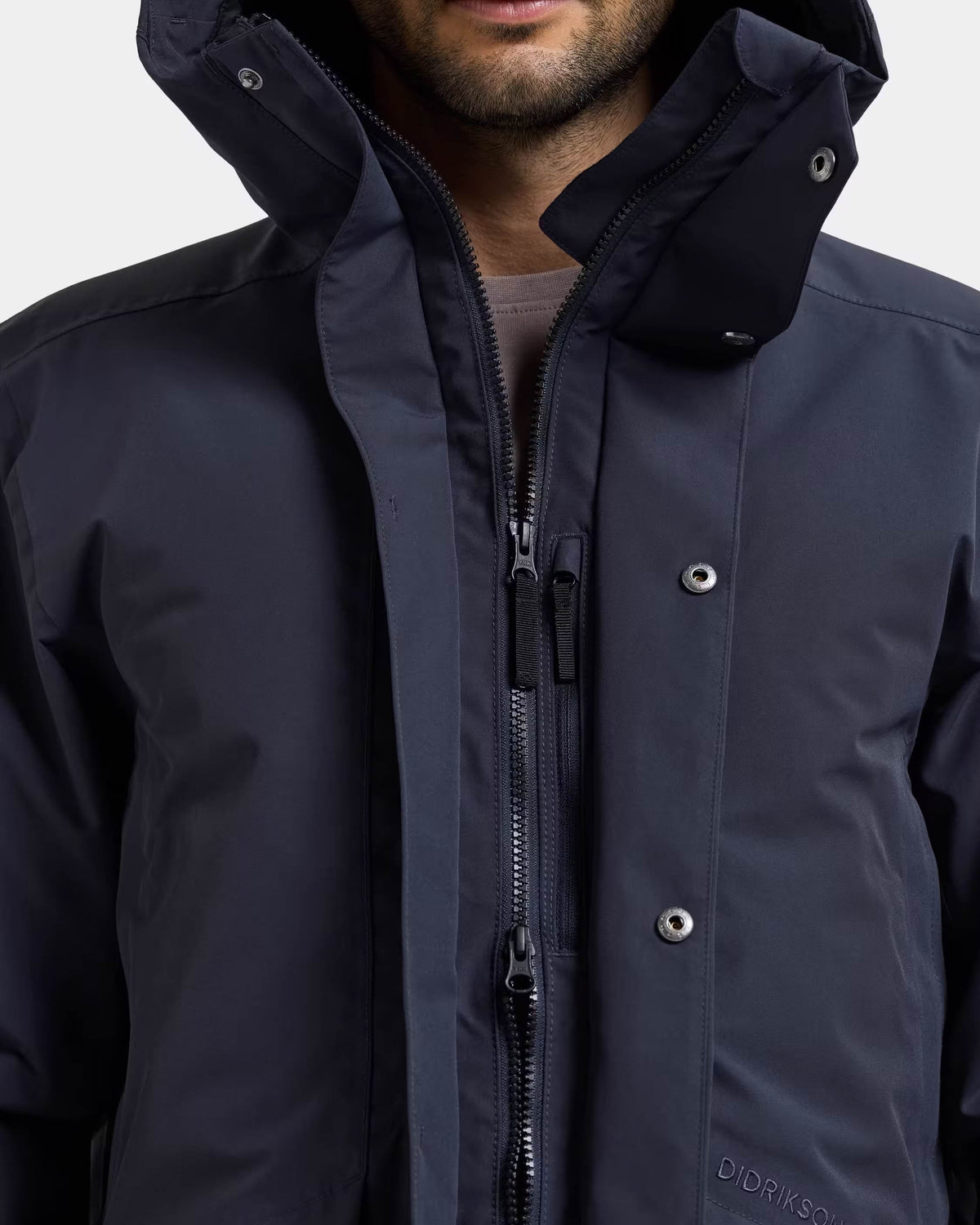 Didriksons Unisex Kenny Parka 9 - Dark Night Blue 999 zip detail