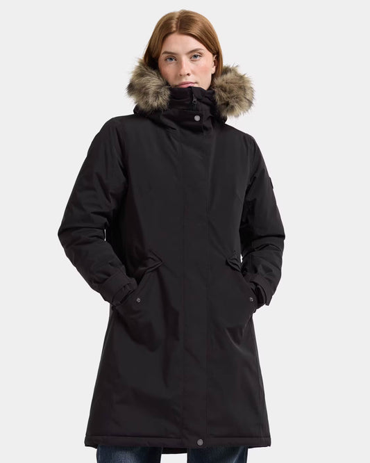 Didriksons Womens Erna Parka 2 - Black 060 front