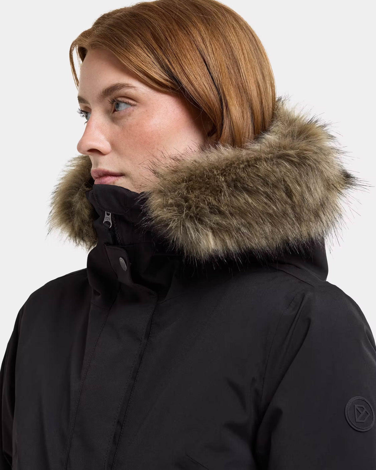 Didriksons Womens Erna Parka 2 - Black 060 collar/hood detail