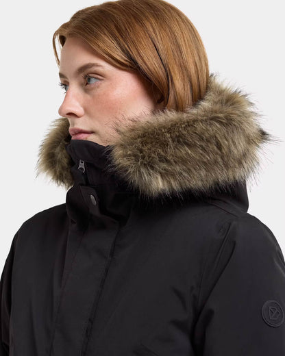 Didriksons Womens Erna Parka 2 - Black 060 collar/hood detail