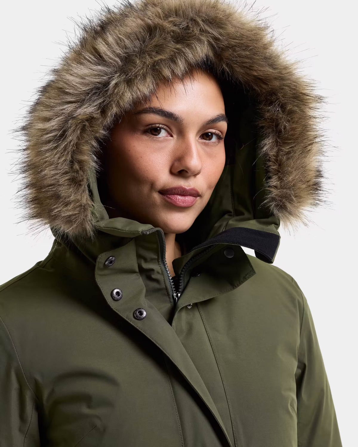 Didriksons Womens Erna Parka 2 - Deep Green 300 hood detail