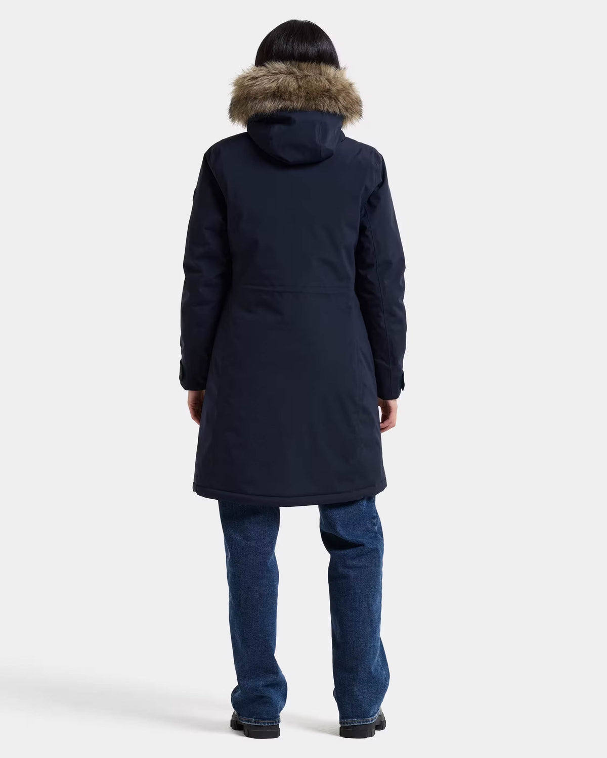 Didriksons Womens Erna Parka 2 - Dark Night Blue 999 full length front