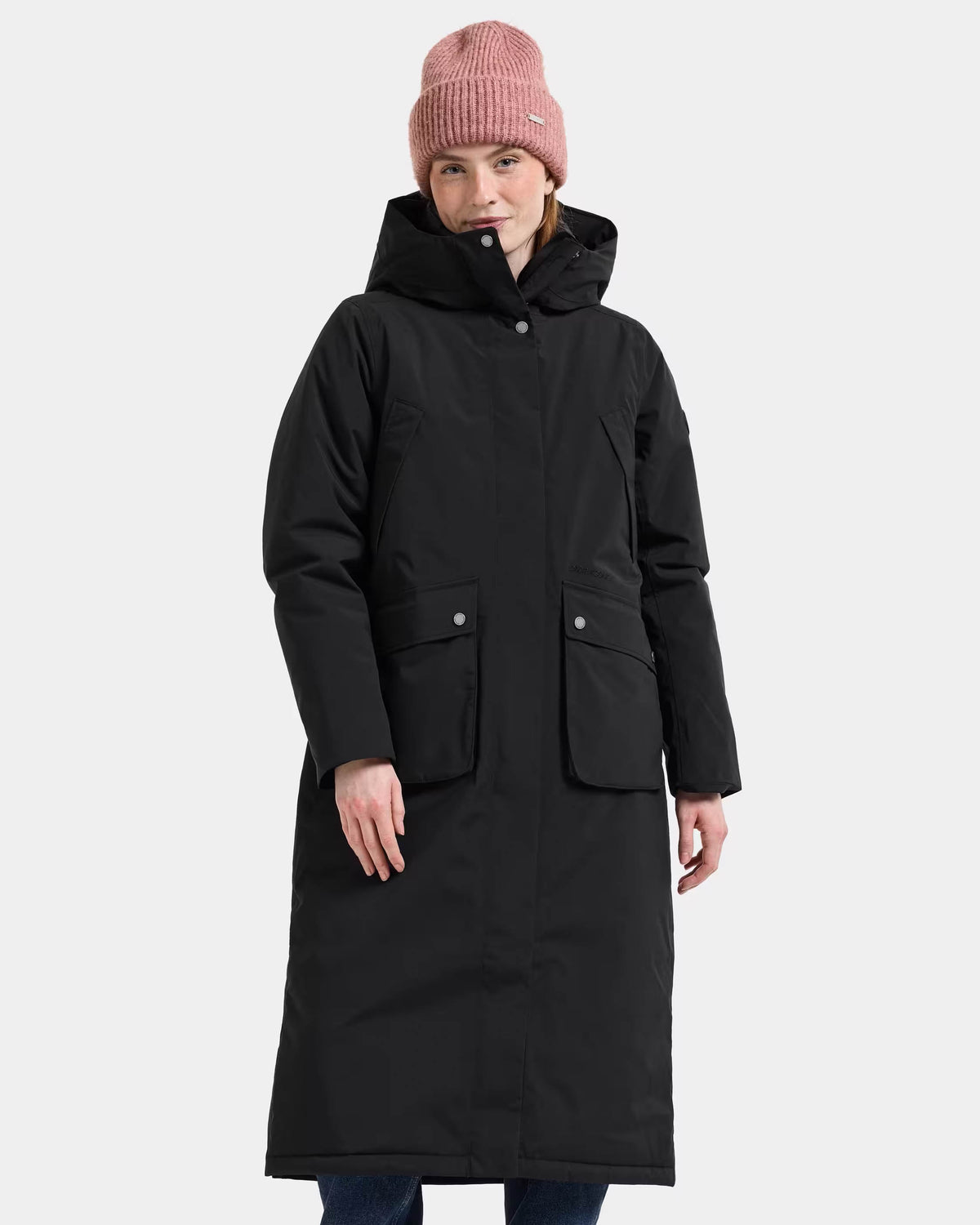 Didriksons Womens Melody Long Parka 2 - Black 060 front