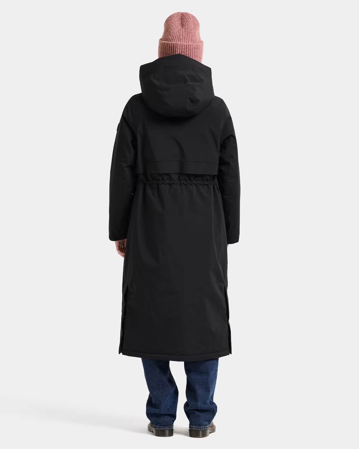 Didriksons Womens Melody Long Parka 2 - Black 060 full length back