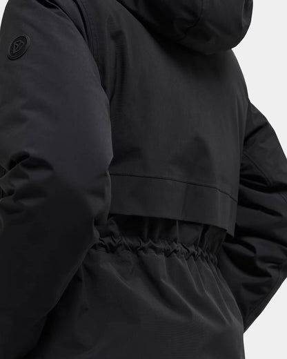 Didriksons Womens Melody Long Parka 2 - Black 060 back detail