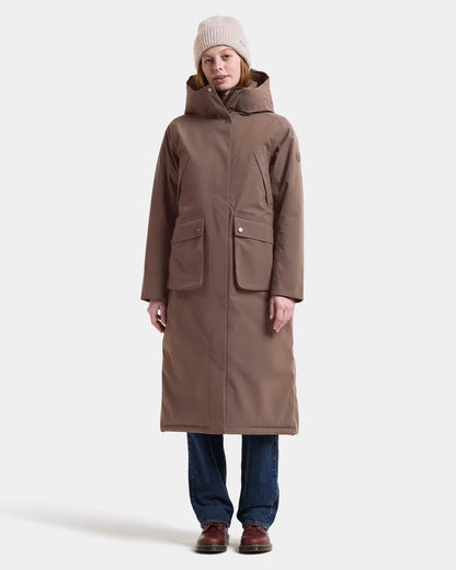 Didriksons Womens Melody Long Parka 2 - Mocha Brown F07 front