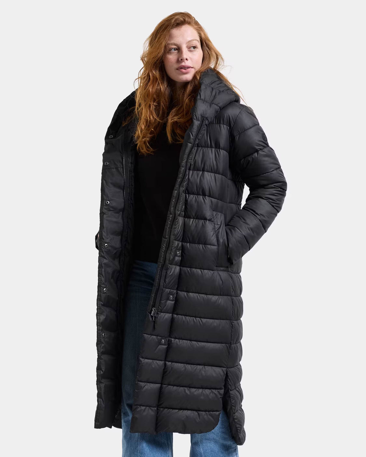 Didriksons Womens Stella Long Parka 6 - Black 060 front