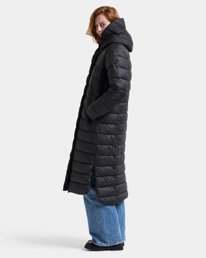 Didriksons Womens Stella Long Parka 6 - Black 060 full length side