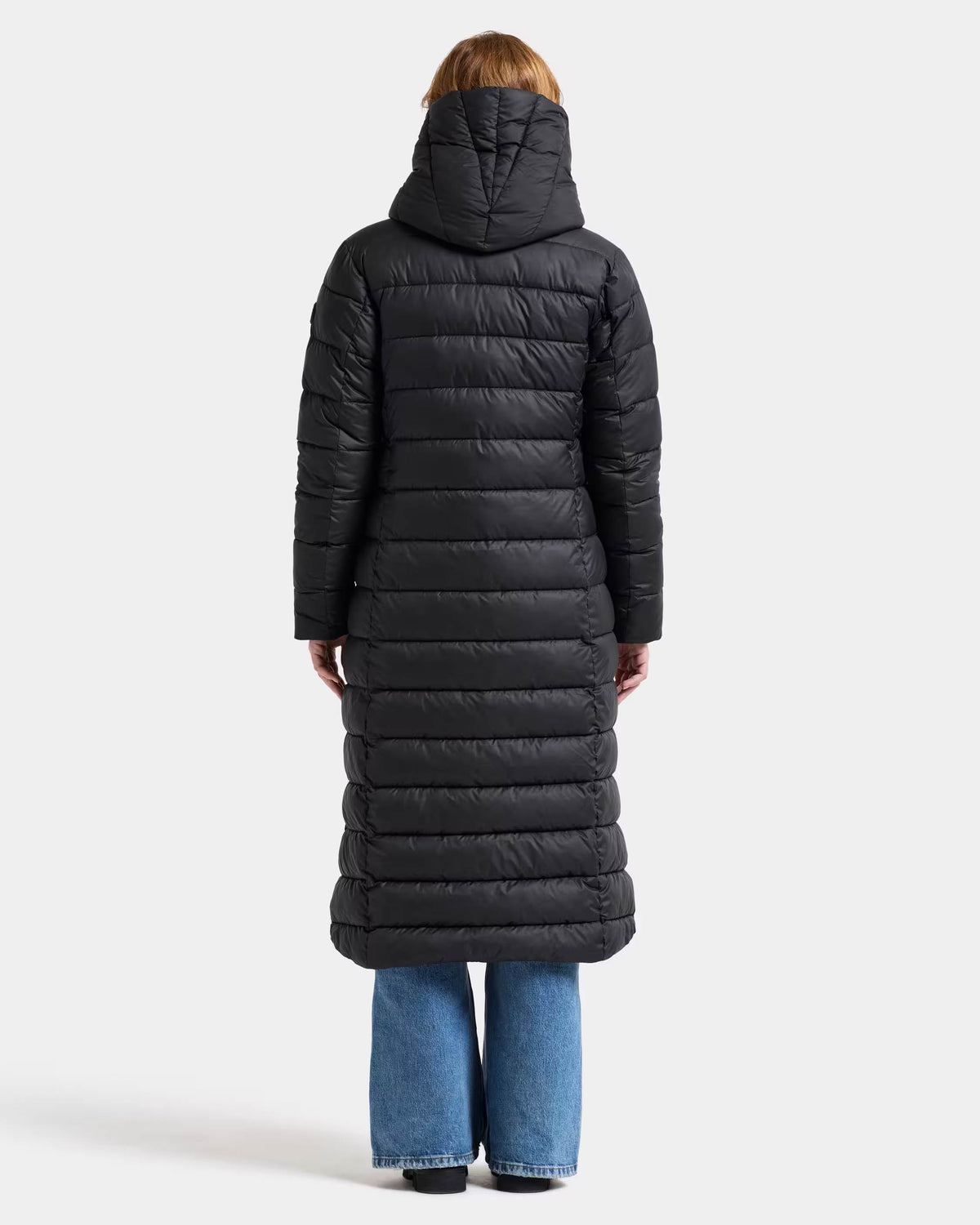 Didriksons Womens Stella Long Parka 6 - Black 060 full length back