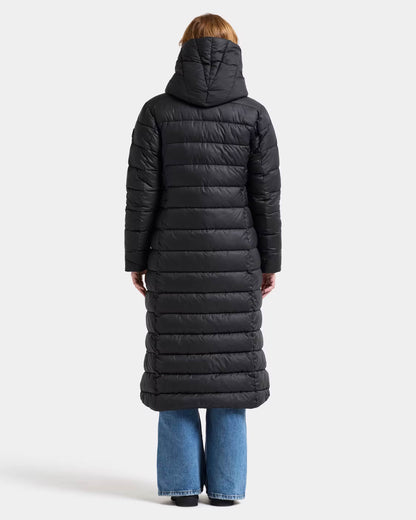 Didriksons Womens Stella Long Parka 6 - Black 060 full length back