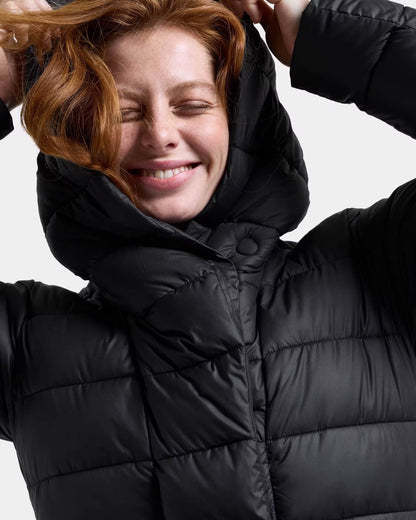 Didriksons Womens Stella Long Parka 6 - Black 060 hood detail