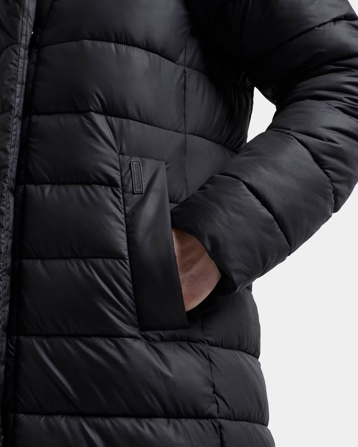 Didriksons Womens Stella Long Parka 6 - Black 060 side pocket detail