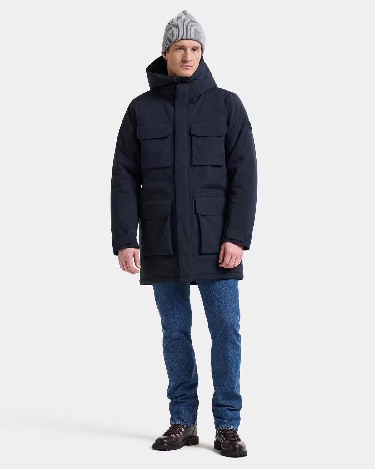 Didriksons Unisex Aiden Parka 2 - Dark Night Blue 999 full length front
