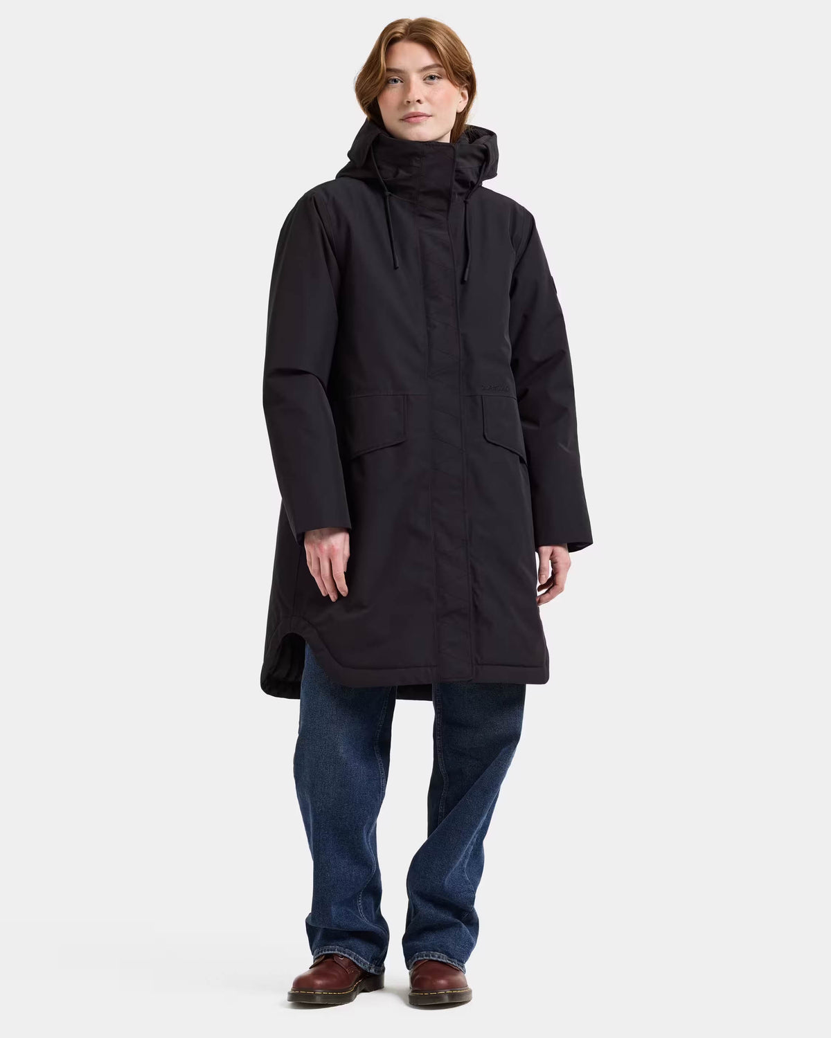 Didriksons Womens Lilian Parka - Black 060 full length front