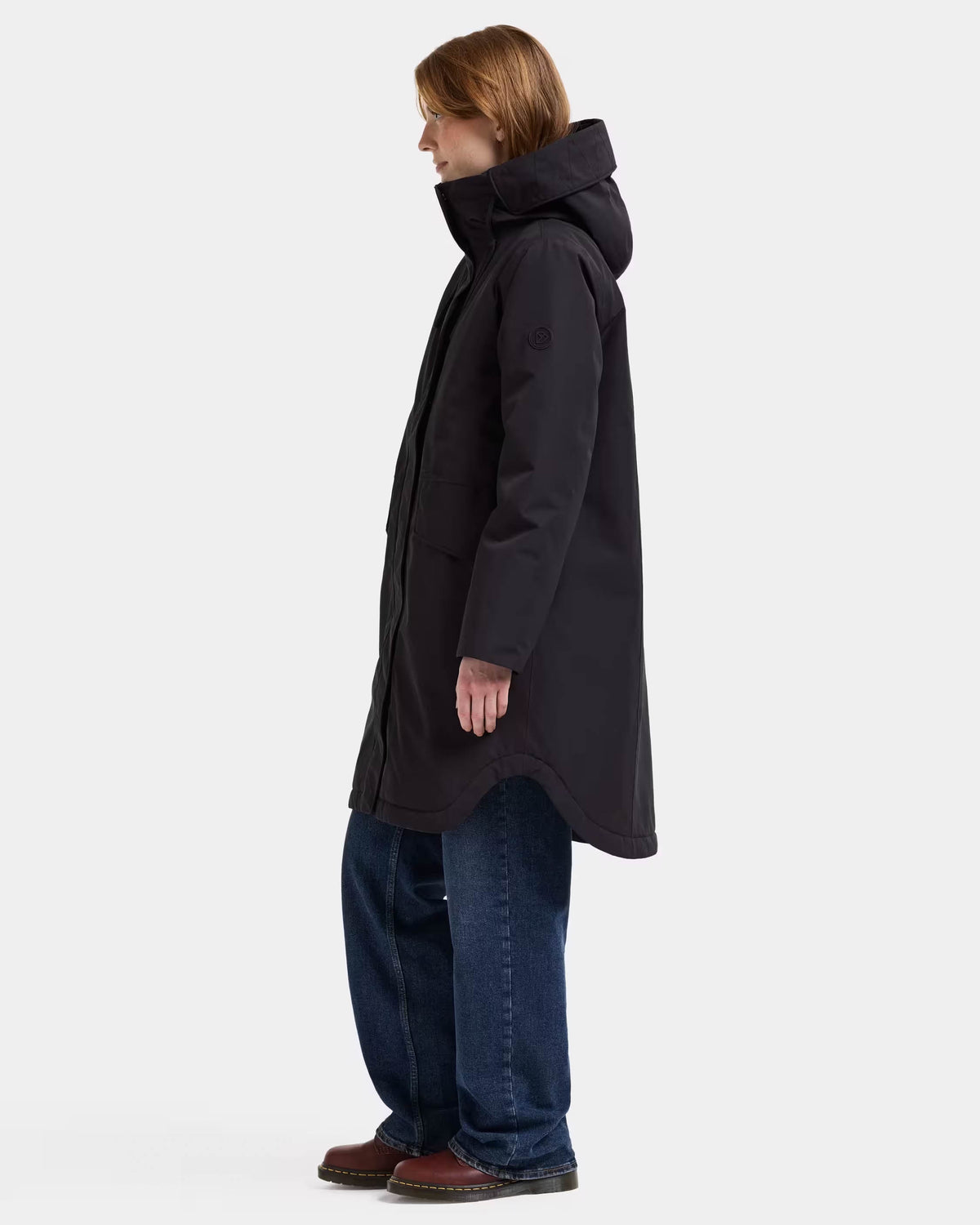 Didriksons Womens Lilian Parka - Black 060 full length side profile