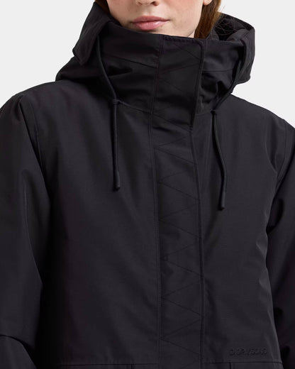 Didriksons Womens Lilian Parka - Black 060 collar detail