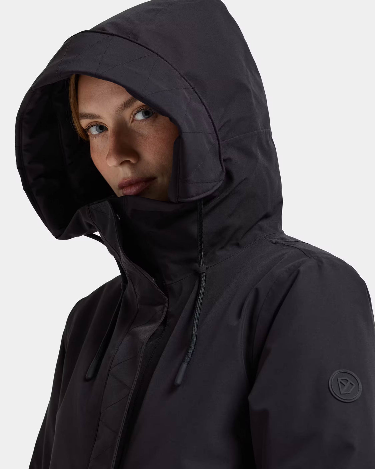 Didriksons Womens Lilian Parka - Black 060 hood detail