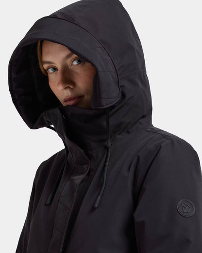 Didriksons Womens Lilian Parka - Black 060 hood detail